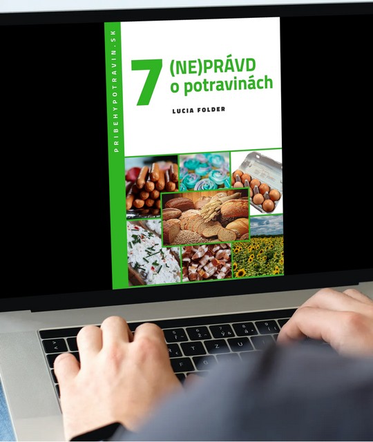 na monitore notebooku si niekto pozerá prvú stranu ebooku 7 (ne)právd o potravinách